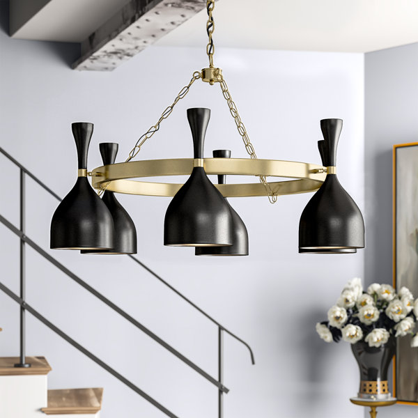 Noir 6 Light Wagon Wheel Chandelier Wayfair Canada